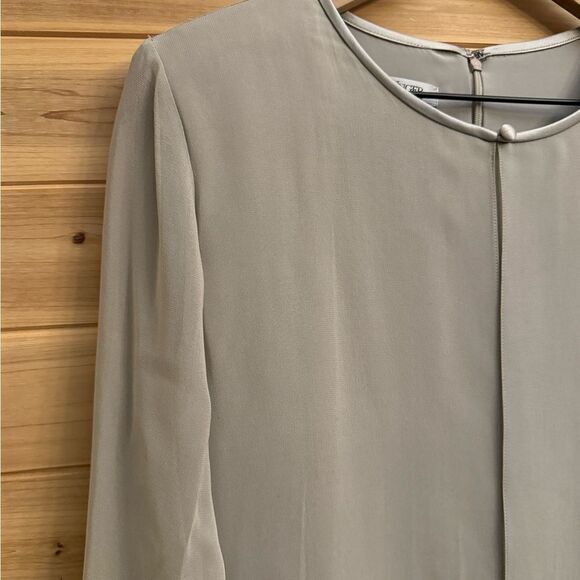 Vintage Kay Unger Size 10 Silk Long Sleeve Chiffon Overlay Knee Length Dress - Picture 2 of 14